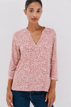 Cortefiel Camiseta básica escote mão Estampado granate Outlet