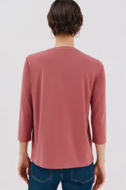 Cortefiel Camiseta básica escote mão Rosa Online