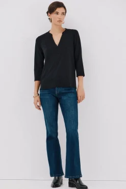 Cortefiel Camiseta básica escote mão Negro Best