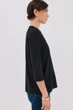 Cortefiel Camiseta básica escote mão Negro Best