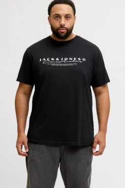 Jack & Jones PLUS Camiseta básica estampado frontal negro Sale