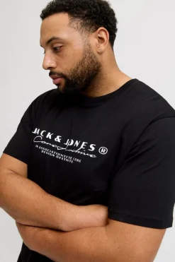 Jack & Jones PLUS Camiseta básica estampado frontal negro Sale