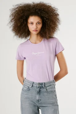 Pepe Jeans Camiseta básica manga corta logo frontal morado/lila Clearance