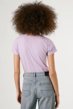 Pepe Jeans Camiseta básica manga corta logo frontal morado/lila Clearance