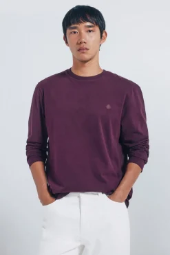 Springfield Camiseta básica manga larga acabado suave burdeos
