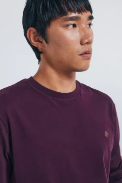 Springfield Camiseta básica manga larga acabado suave burdeos