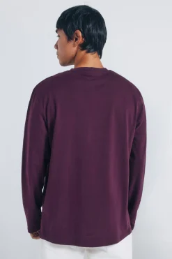 Springfield Camiseta básica manga larga acabado suave burdeos