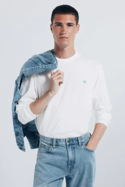 Springfield Camiseta básica manga larga acabado suave marfil Sale