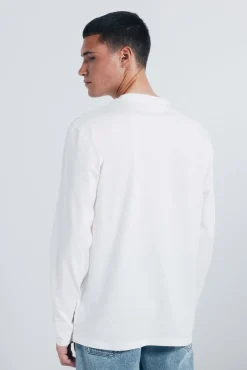 Springfield Camiseta básica manga larga acabado suave marfil Sale