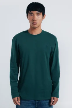 Springfield Camiseta básica manga larga acabado suave verde Hot
