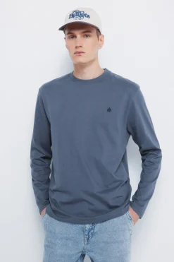 Springfield Camiseta básica manga larga acabado suave azul Clearance