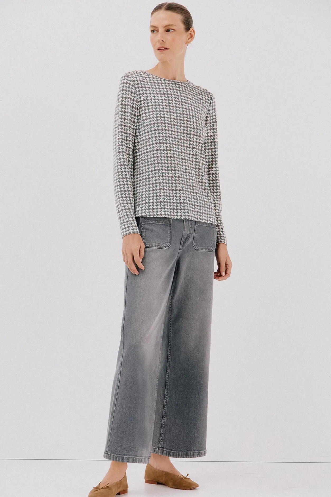 Cortefiel Camiseta caja botones Estampado verde New