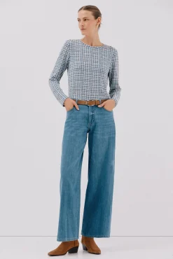 Cortefiel Camiseta caja botones Estampado azul Sale