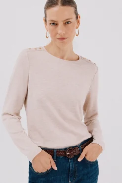 Cortefiel Camiseta caja botones Beige Hot