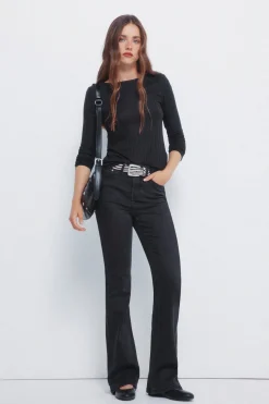 Springfield Camiseta canalé escote barca negro Discount