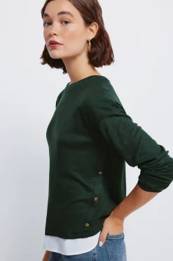 Springfield Camiseta combinada botones lateral verde Best