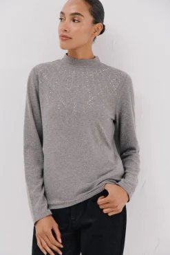 Cortefiel Camiseta con detalle strass Gris Hot