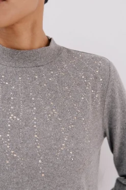 Cortefiel Camiseta con detalle strass Gris Hot