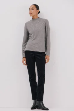 Cortefiel Camiseta con detalle strass Gris Hot