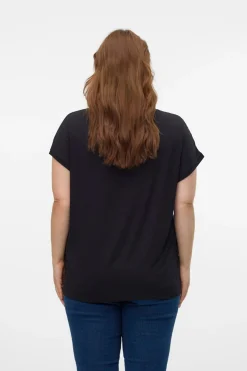 Vero Moda Curve Camiseta con encaje talla grande Negro Discount