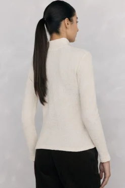 Pedro del Hierro Camiseta cuello alto arrugada Crudo Clearance