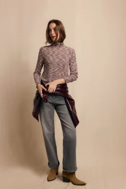 Slowlove Camiseta cuello alto melange Lila