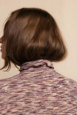 Slowlove Camiseta cuello alto melange Lila