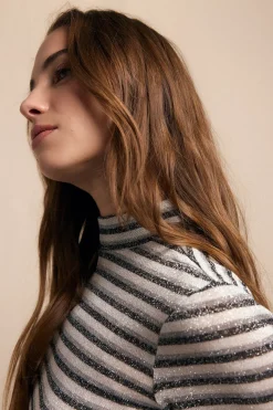 Slowlove Camiseta cuello alto rayas lurex Estampado gris Sale