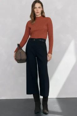 Pedro del Hierro Camiseta cuello chimenea estructura Marr&oacute;n Hot