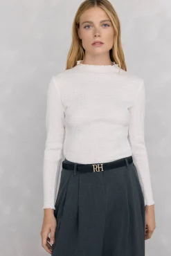 Pedro del Hierro Camiseta cuello chimenea estructura Blanco Best