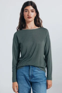 Springfield Camiseta cuello lurex kaki Sale