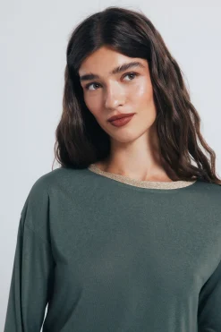 Springfield Camiseta cuello lurex kaki Sale