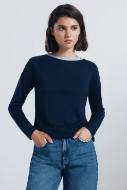 Springfield Camiseta cuello lurex azul New