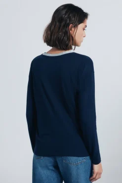 Springfield Camiseta cuello lurex azul New