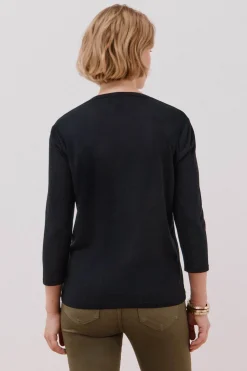 Cortefiel Camiseta cuello mao efecto lino Negro Outlet