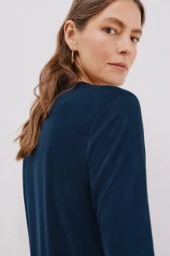 Cortefiel Camiseta cuello mao efecto lino Azul marino Best