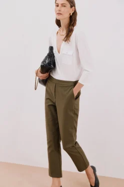 Cortefiel Camiseta cuello mao efecto lino Blanco Online