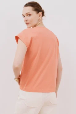 Cortefiel Camiseta cuello pico trenza Coral