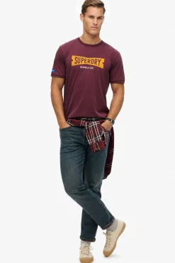 Superdry Camiseta cuello redondo burdeos Sale