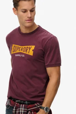 Superdry Camiseta cuello redondo burdeos Sale
