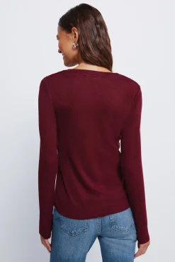 Springfield Camiseta cuello tachas burdeos Hot