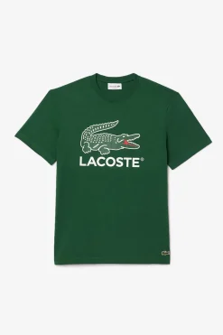Lacoste Camiseta de algodón con estampado Signature Verde New