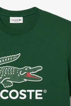 Lacoste Camiseta de algodón con estampado Signature Verde New