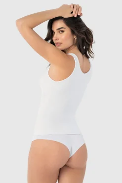 Leonisa Camiseta de control moderado con doble capa en abdomen blanco Online