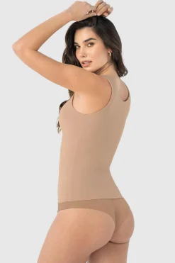 Leonisa Camiseta de control moderado con doble capa en abdomen beige Discount