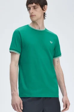 Fred Perry Camiseta de hombre de manga corta Verde Outlet