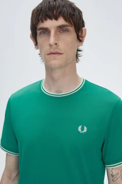 Fred Perry Camiseta de hombre de manga corta Verde Outlet