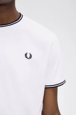 Fred Perry Camiseta de hombre de manga corta Blanco New