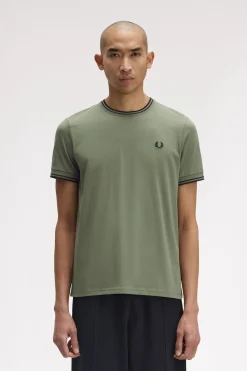 Fred Perry Camiseta de hombre de manga corta Verde Outlet