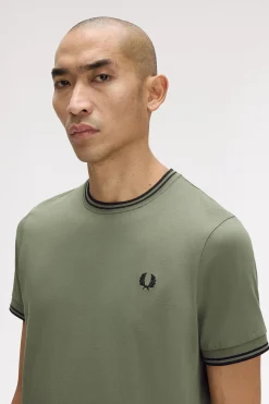 Fred Perry Camiseta de hombre de manga corta Verde Outlet